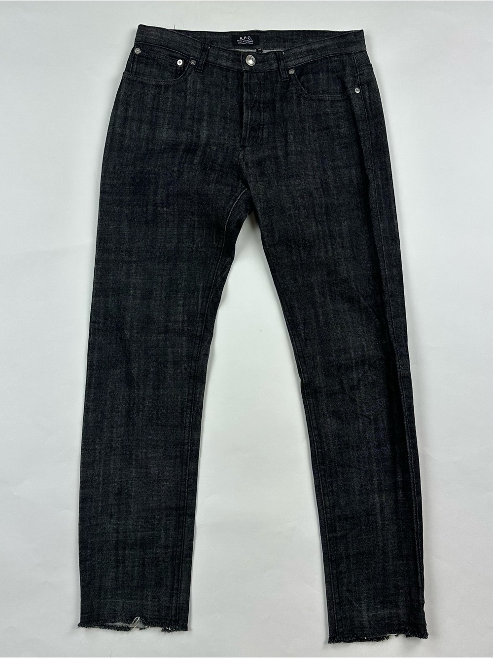 A.P.C. Petit Standard Black Raw Hem Jeans Size 30